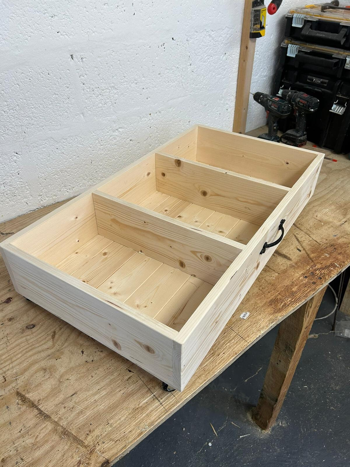 Pine Underbed storage - bedding toy storage with handle