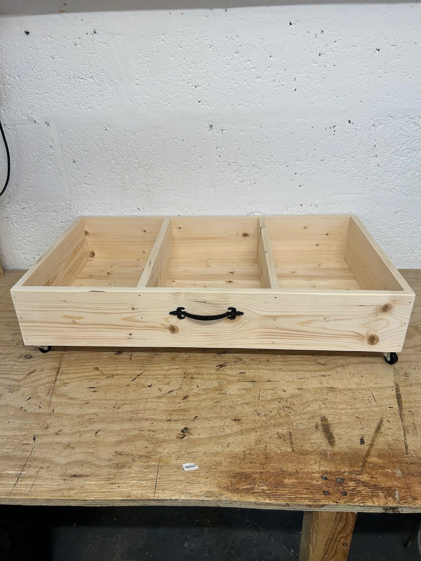 Pine Underbed storage - bedding toy storage with handle