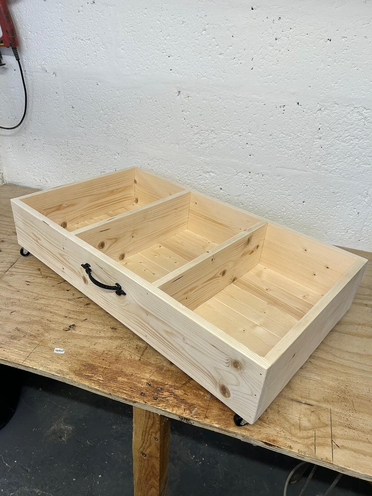 Pine Underbed storage - bedding toy storage with handle
