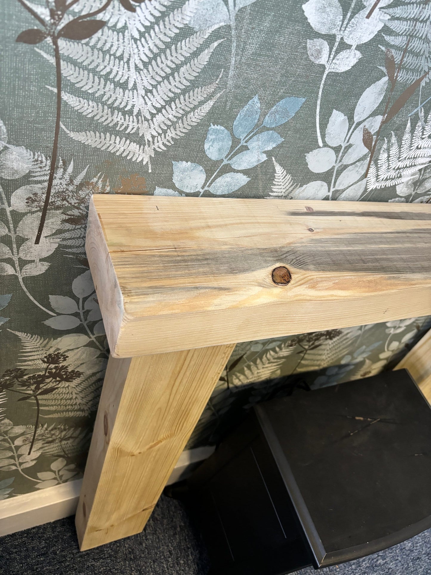 Handmade Pine Rustic fireplace