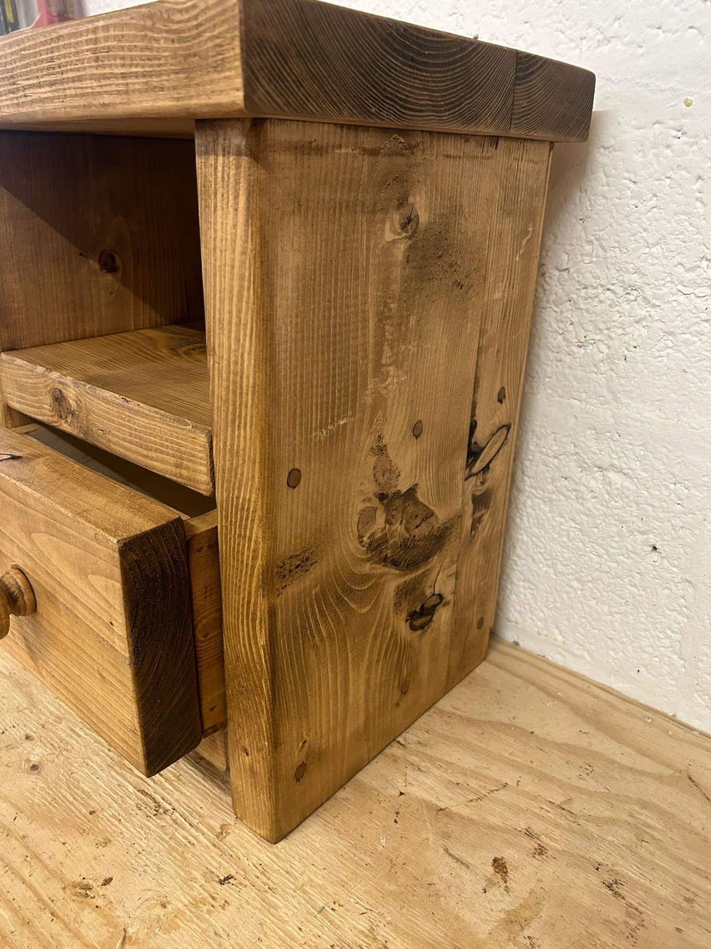 Hand crafted rustic reclaimed wooden bedside cabinet/cabinet / unit/ draw unit / nightstand / lamp table/