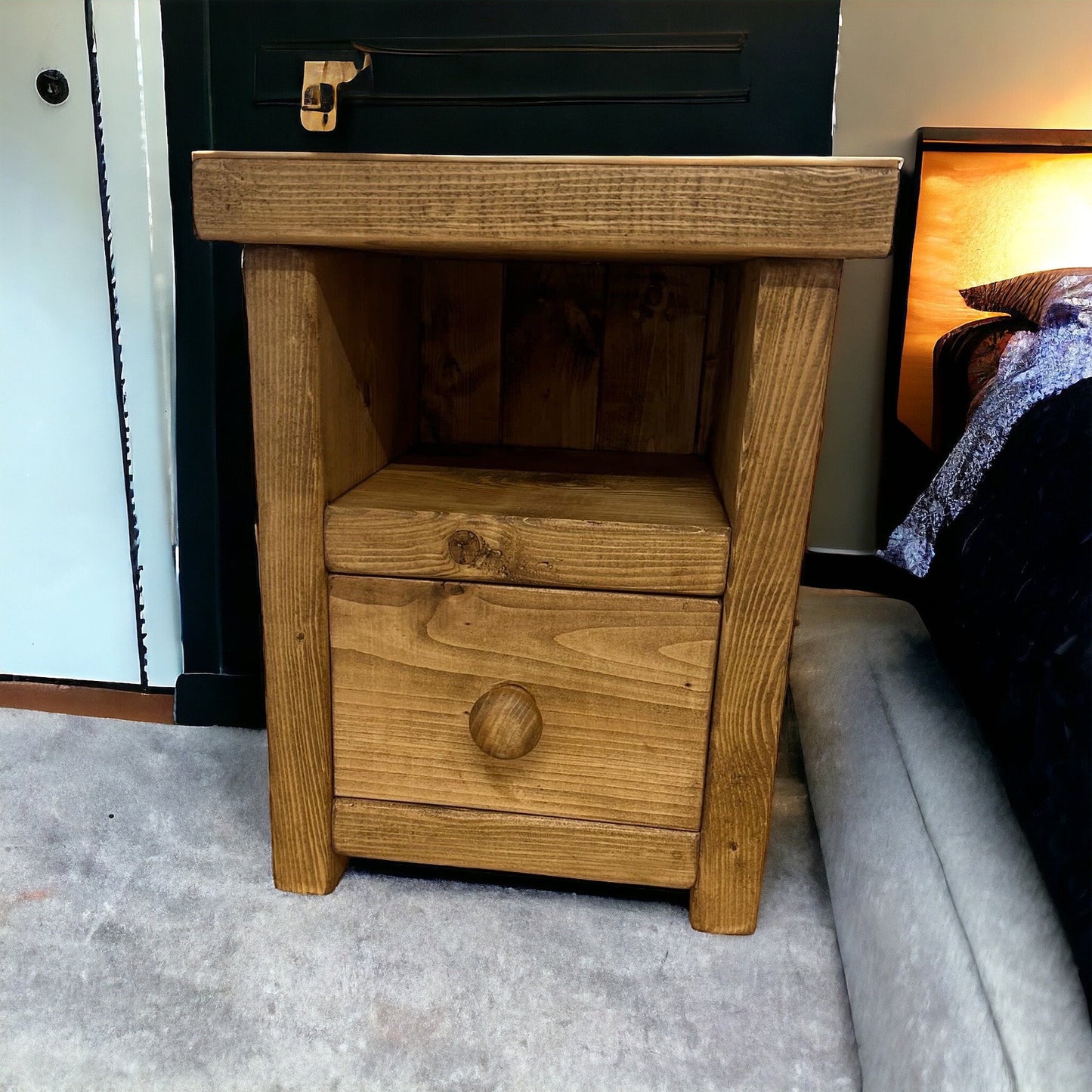Hand crafted rustic reclaimed wooden bedside cabinet/cabinet / unit/ draw unit / nightstand / lamp table/