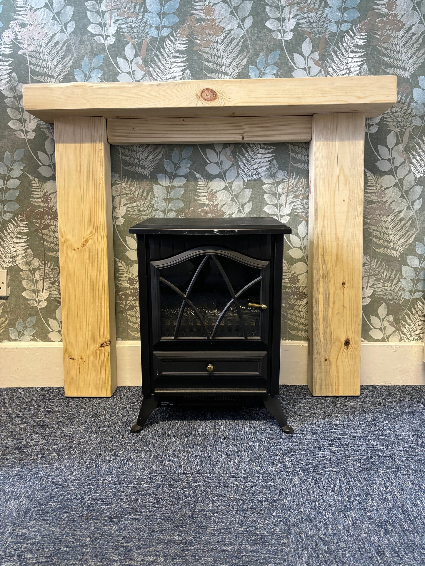 Handmade Pine Rustic fireplace