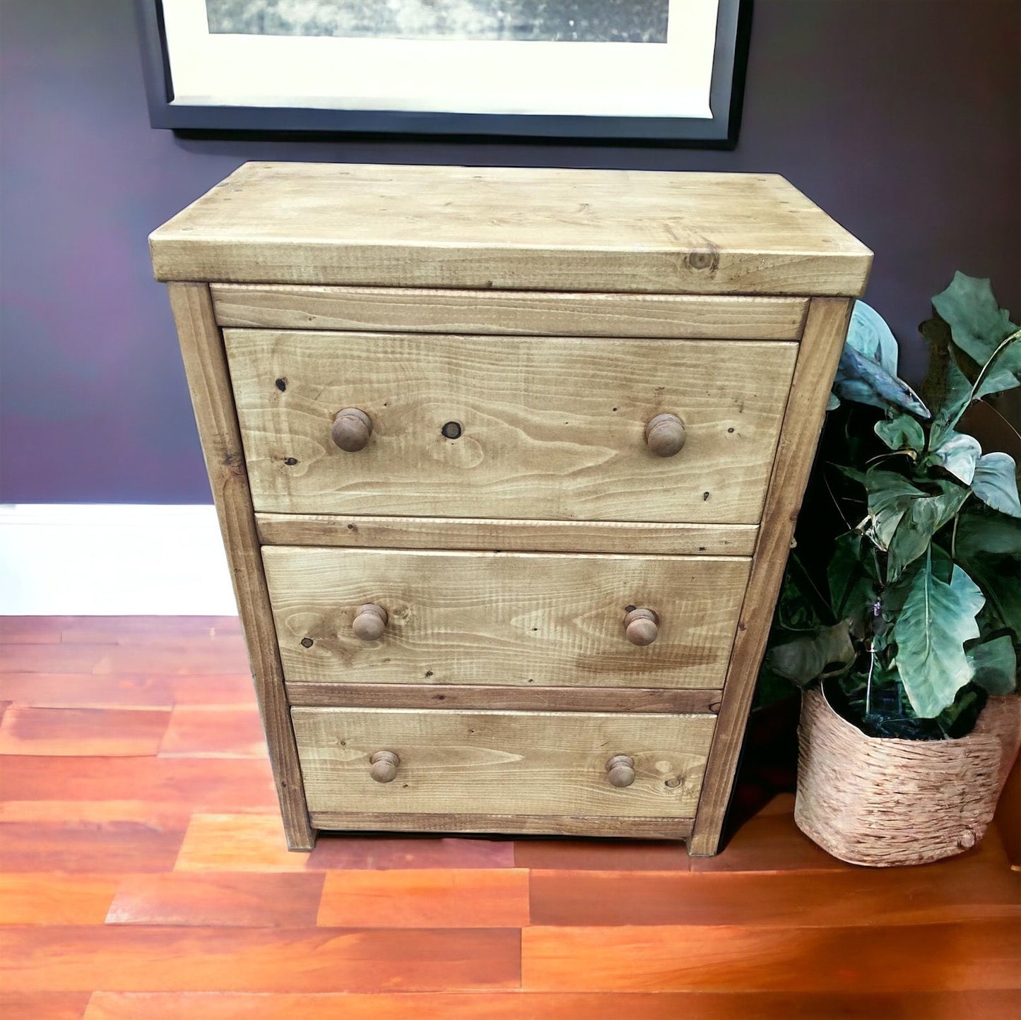 Rustic solid pine chest of draws