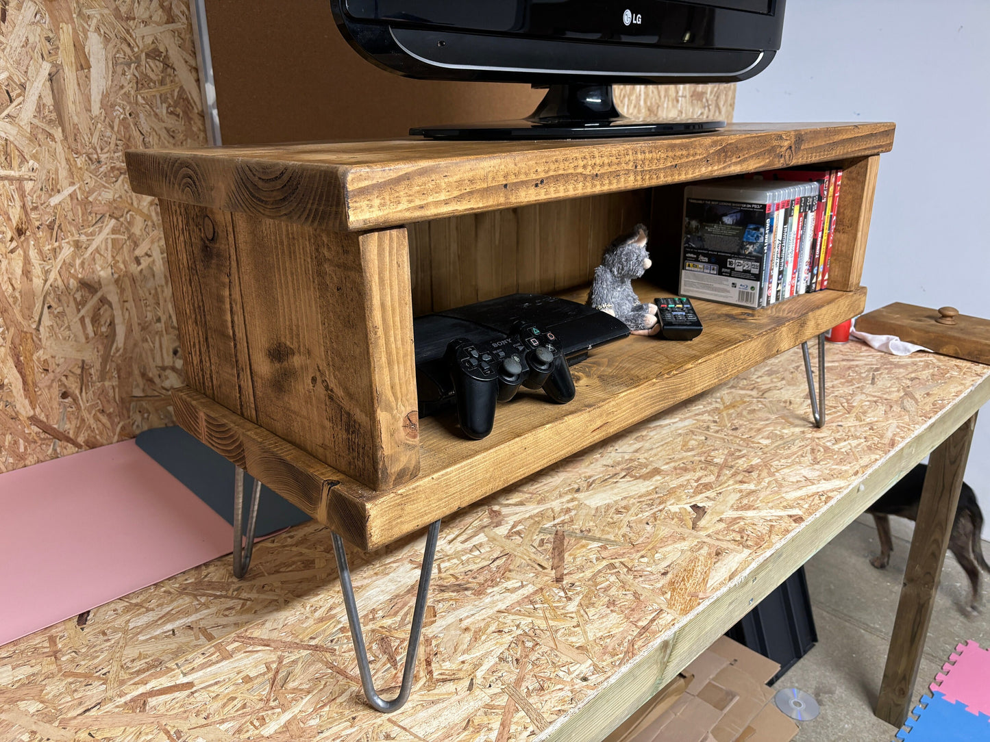 Handmade rustic industrial tv stand/ tv unit