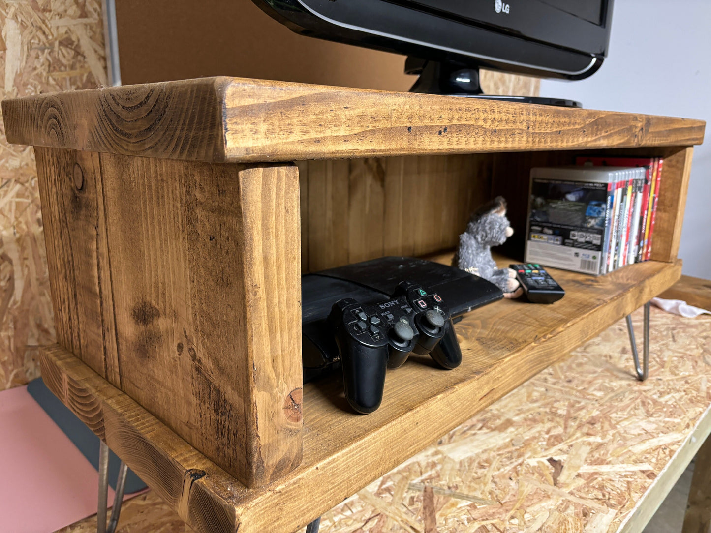 Handmade rustic industrial tv stand/ tv unit