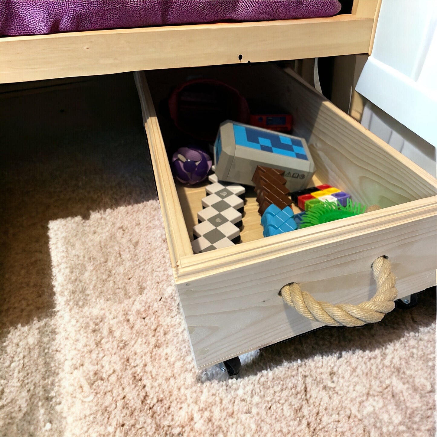 Rolling Pine Underbed storage - toy storage/ clothes storage/ bedroom tidy solution