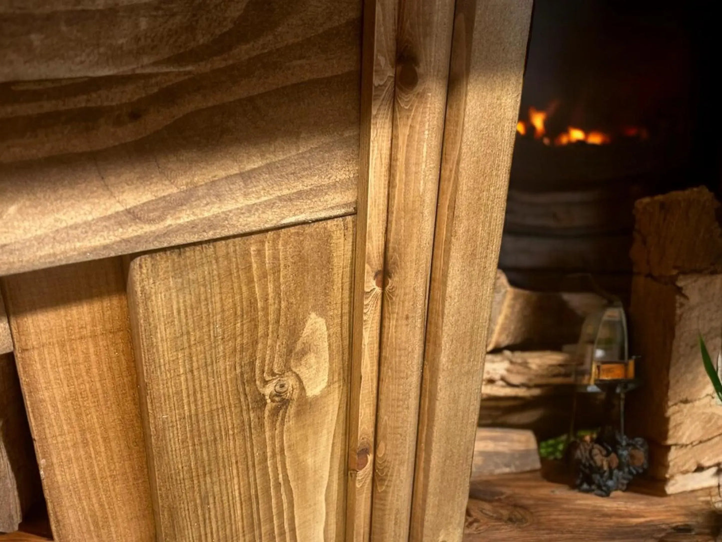 Solid Wood Detailed Rustic Fireplace