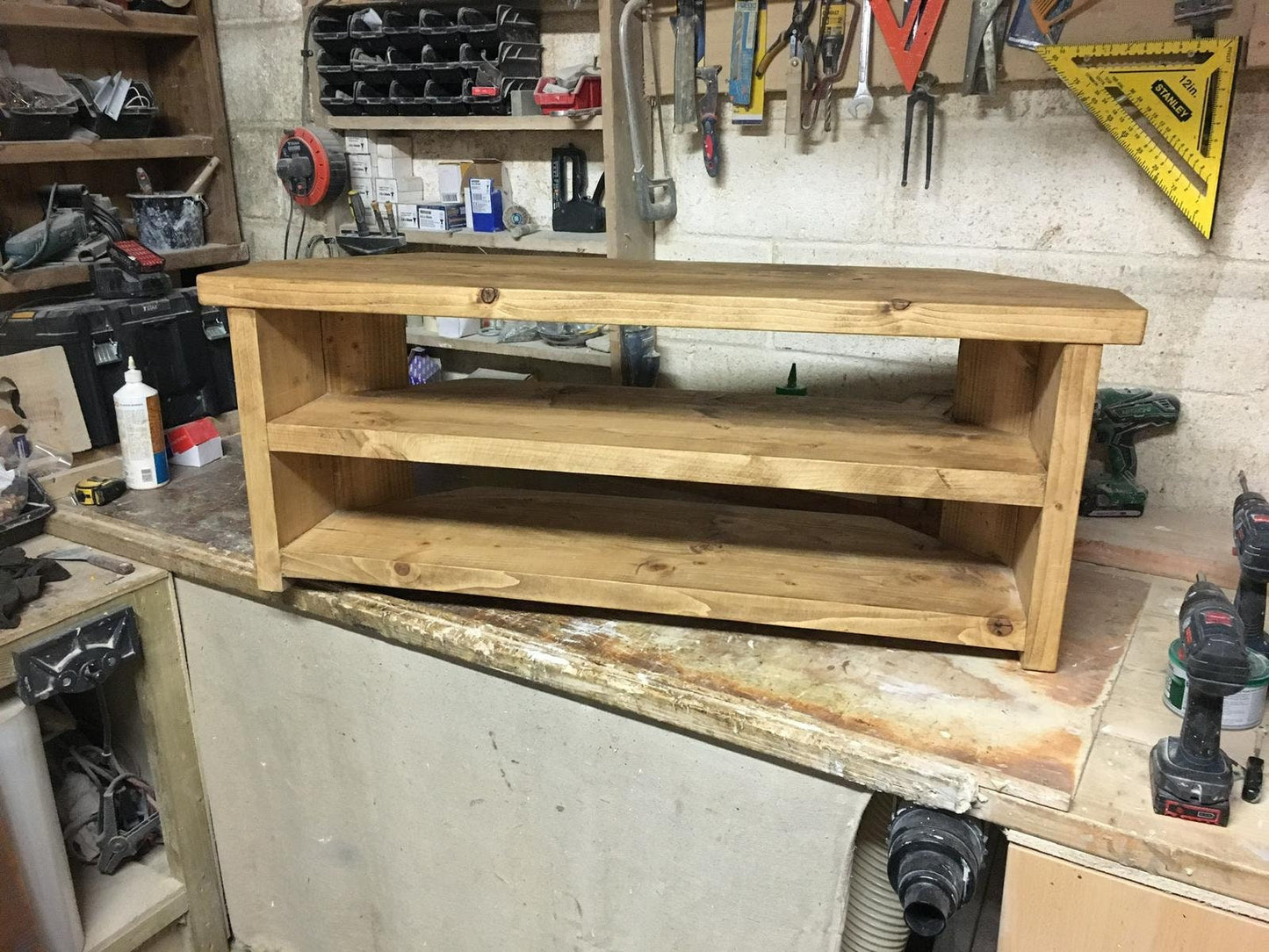 Beautiful rustic solid corner TV stand