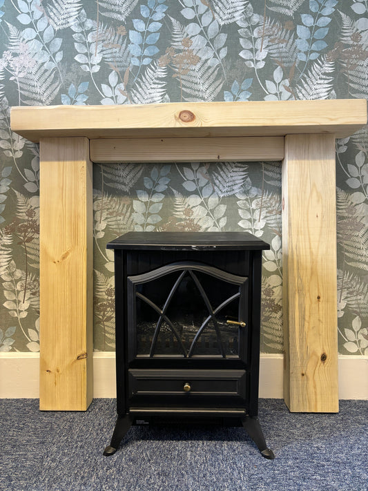 Handmade Pine Rustic fireplace